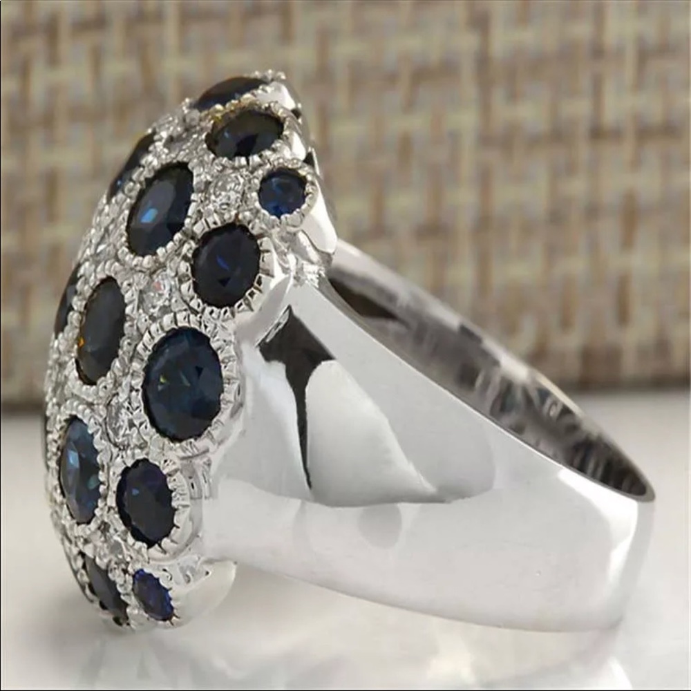 Luxury 925 Silver Sapphire Ring  New - Picture 5 of 11